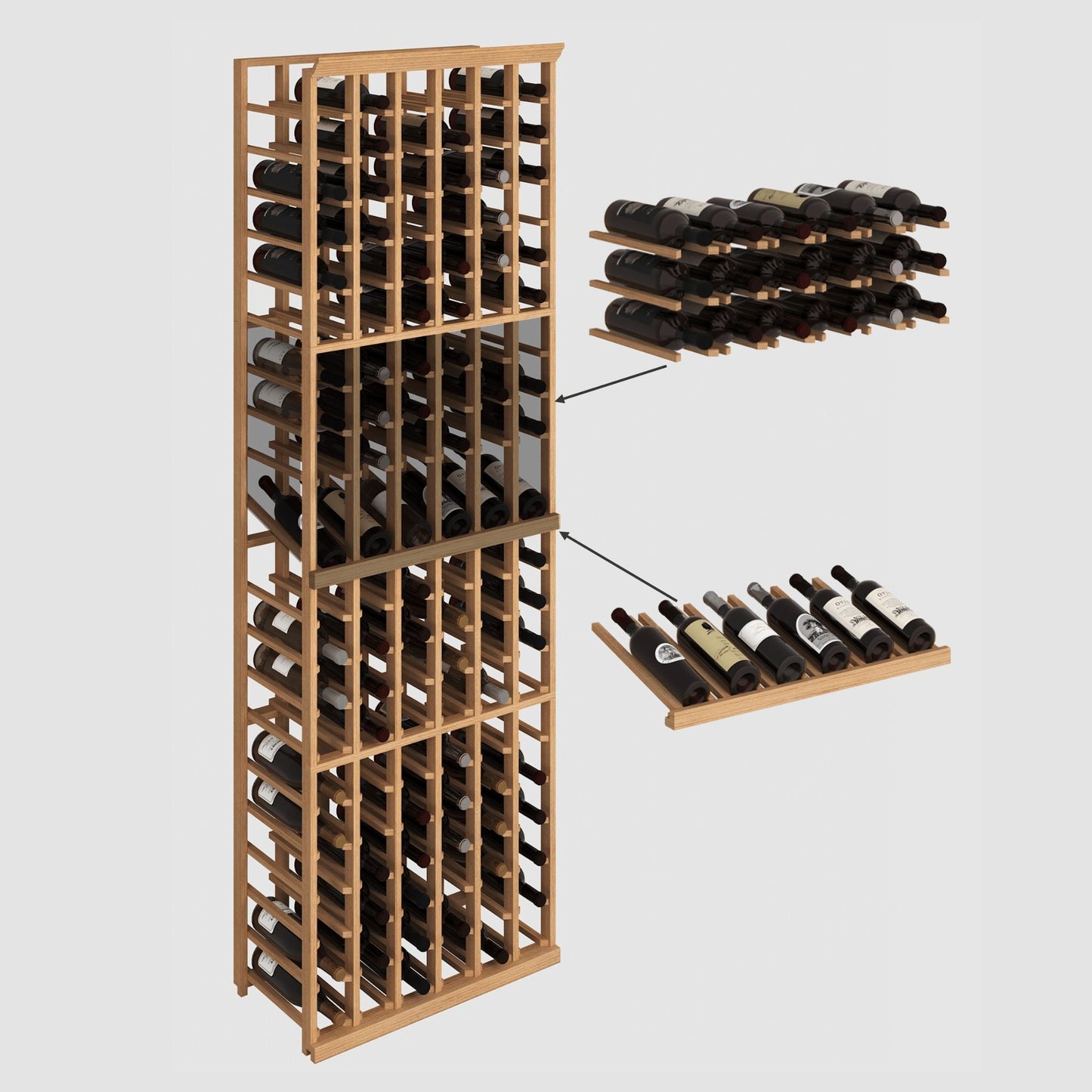 six column wine rack with bottle arrangement - Genuwine Cellars Shop