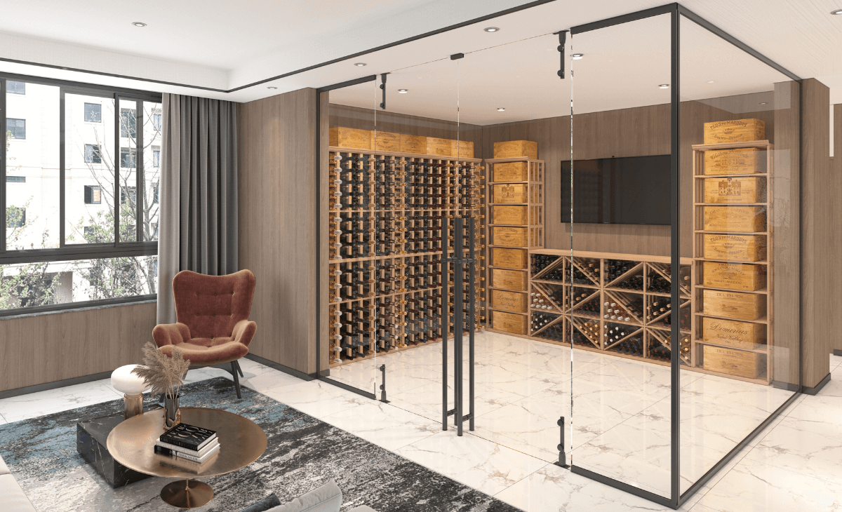 wine cellar storage column from mahogany