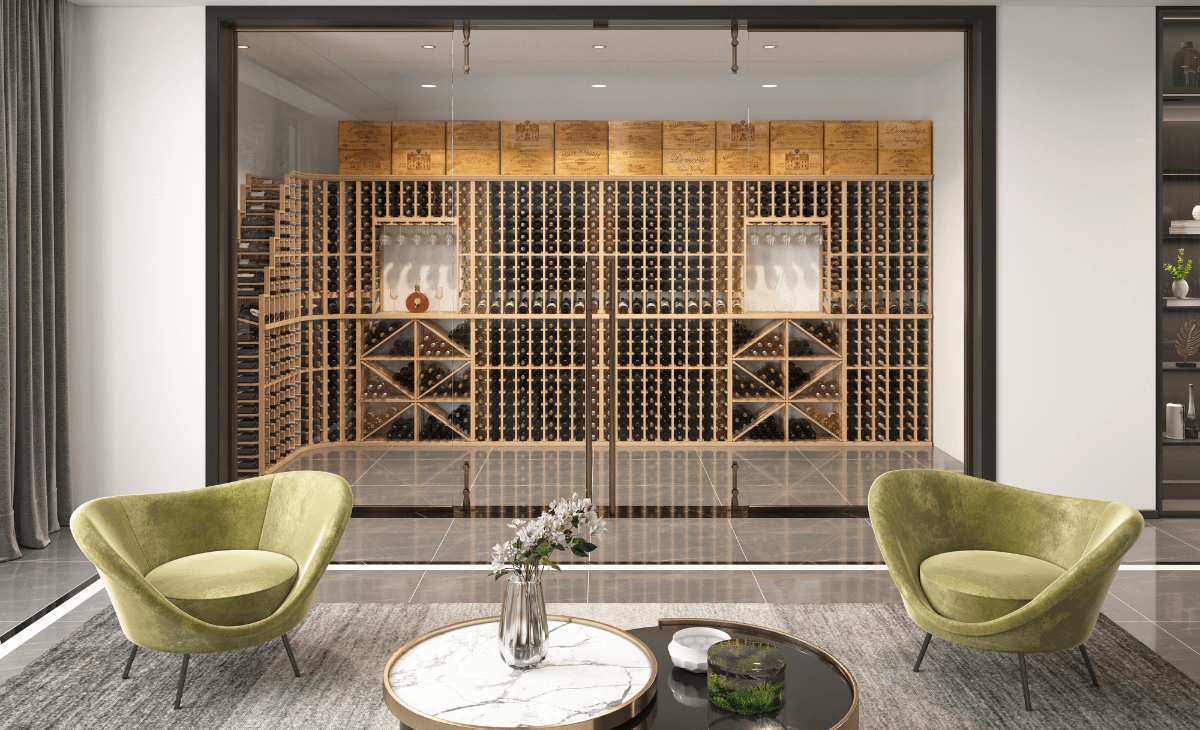 mahogany wine rack with tasting display - Genuwine Cellars Shop