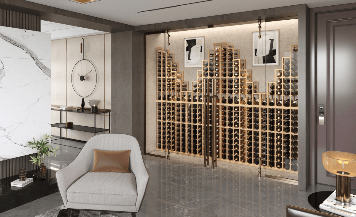 mahogany right cascading wine rack - Genuwine Cellars Shop
