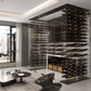 glass enclosed wine cellar with cable wine storage racks