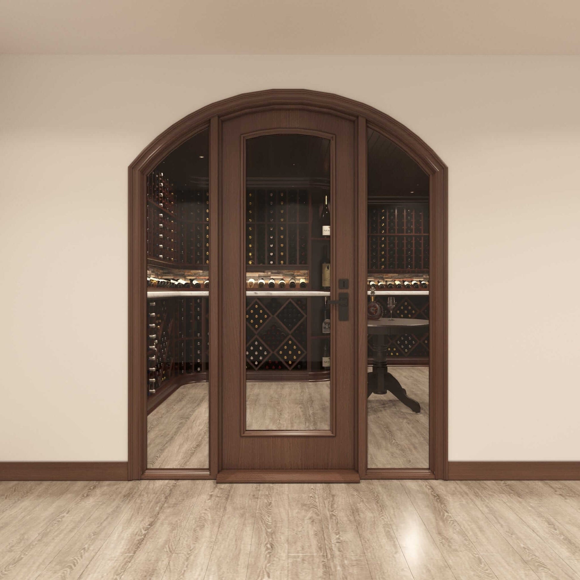 arched wood door for wine cellar by Genuwine Cellars