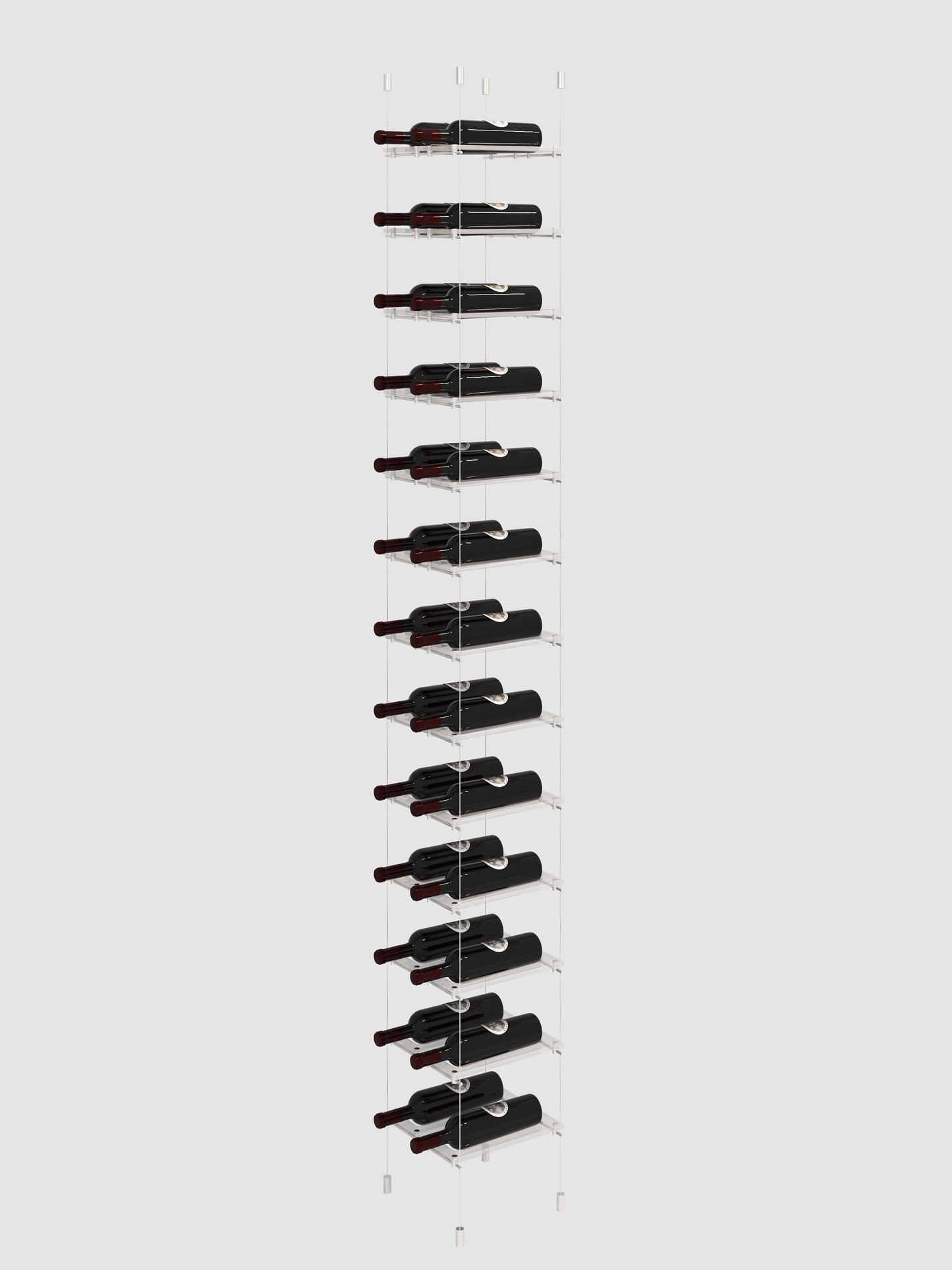 modern floating cable wine rack designed by Genuwine cellars