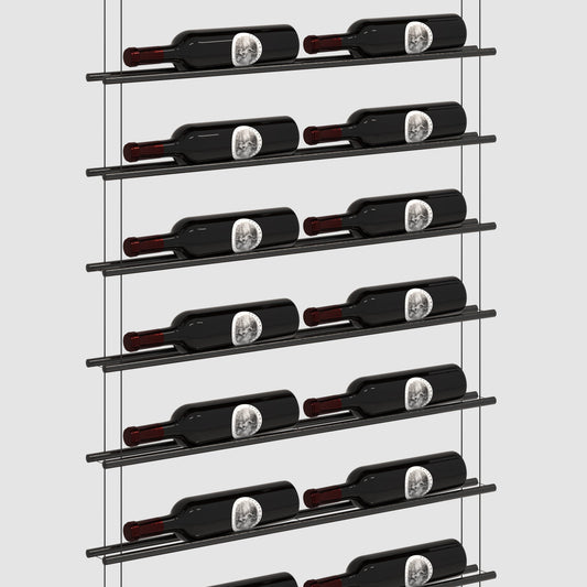 Label Line Black Double Bottle Width modern floating wine rack by Genuwine Cellars
